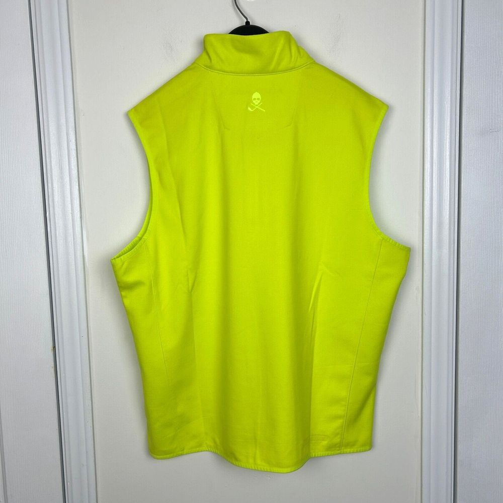 NEW Robert Graham Clubhouse Vest Men L Lime Yellow Offshore 1/4 Zip Golf UV - Picture 4 of 8